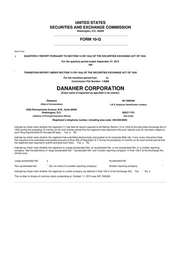 Thumbnail Danaher 10-Q Quarterly Report FY2013 