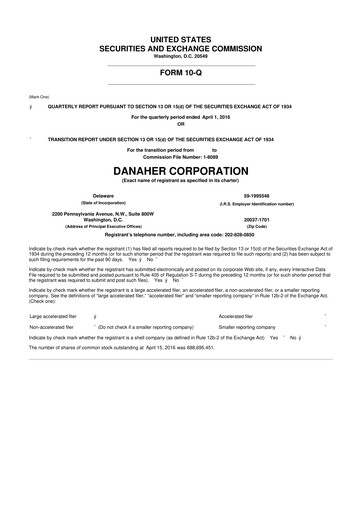 Thumbnail Danaher 10-Q Quarterly Report FY2016 