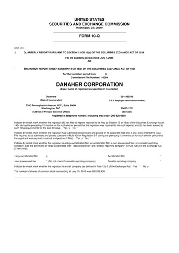 Thumbnail Danaher 10-Q Quarterly Report FY2016 