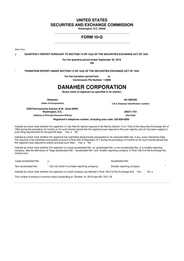 Thumbnail Danaher 10-Q Quarterly Report FY2016 