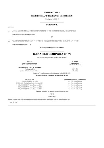 Thumbnail Danaher 10-K Annual Report 2016