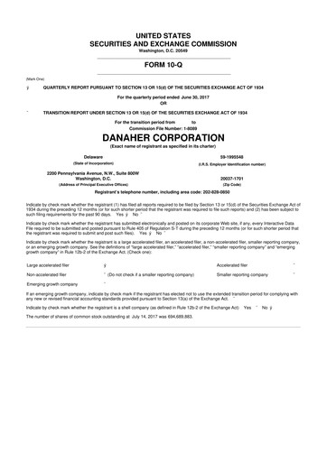 Thumbnail Danaher 10-Q Quarterly Report FY2017 