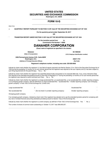 Thumbnail Danaher 10-Q Quarterly Report FY2017 