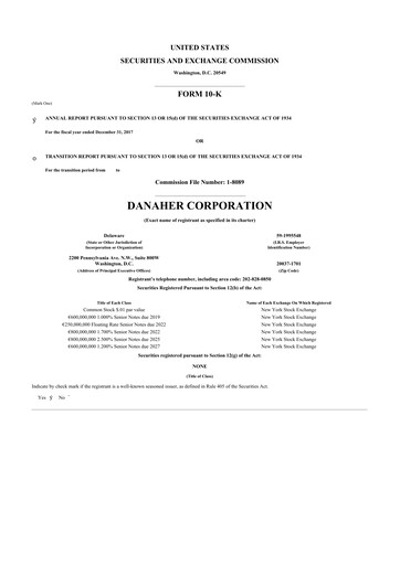 Thumbnail Danaher 10-K Annual Report 2017