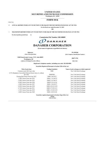 Thumbnail Danaher 10-K Annual Report 2019