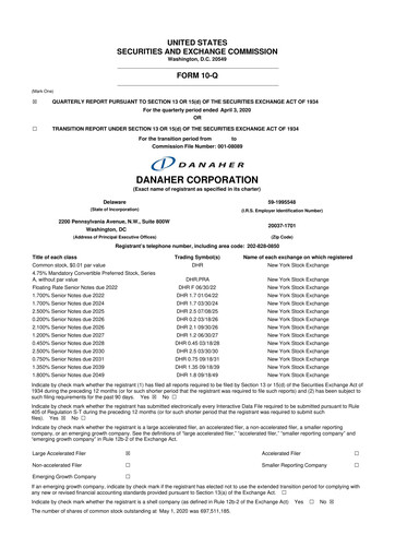 Thumbnail Danaher 10-Q Quarterly Report FY2020 