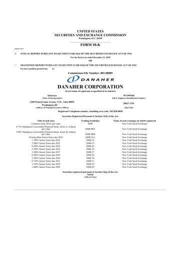 Thumbnail Danaher 10-K Annual Report 2020