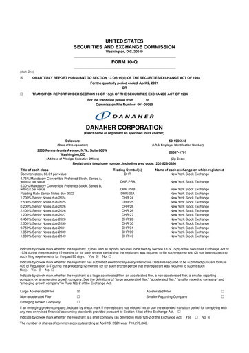 Thumbnail Danaher 10-Q Quarterly Report FY2021 