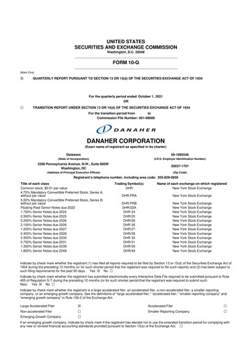 Thumbnail Danaher 10-Q Quarterly Report FY2021 