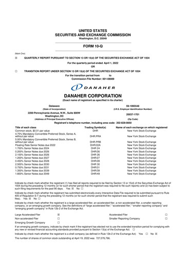 Thumbnail Danaher 10-Q Quarterly Report FY2022 