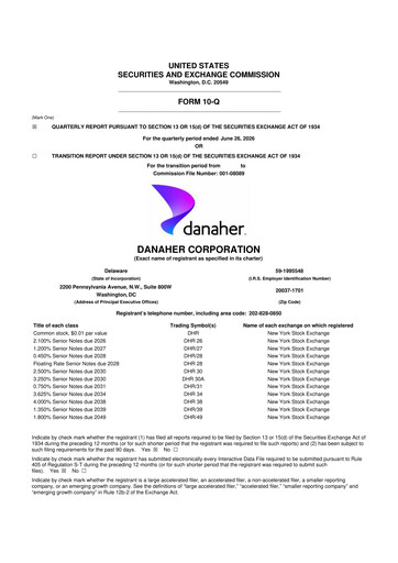 Vorschaubild Danaher 10-Q Quartalsbericht 2026 