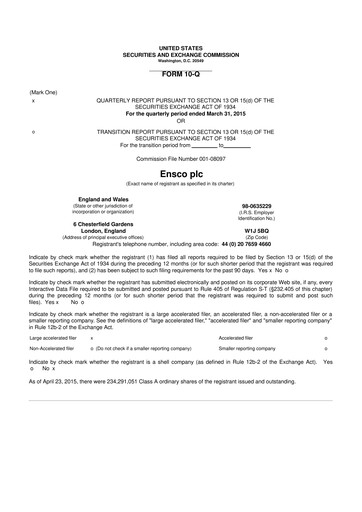 Thumbnail Valaris 10-Q Quarterly Report FY2015 