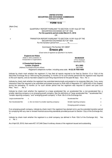 Thumbnail Valaris 10-Q Quarterly Report FY2018 