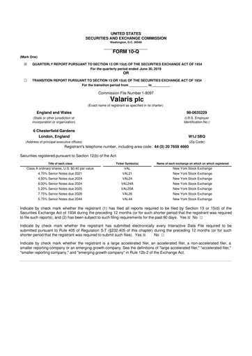 Thumbnail Valaris 10-Q Quarterly Report FY2019 
