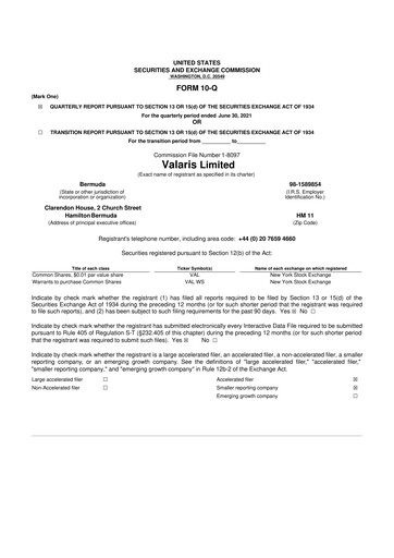 Thumbnail Valaris 10-Q Quarterly Report FY2021 