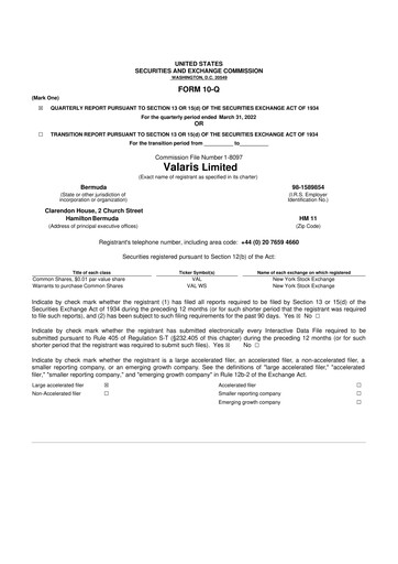 Thumbnail Valaris 10-Q Quarterly Report FY2022 