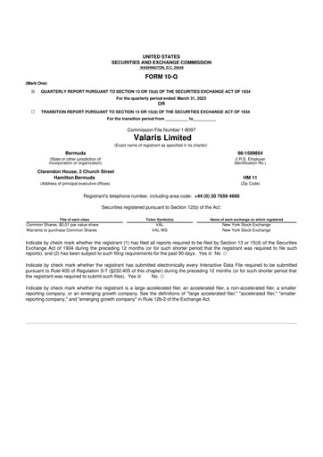 Thumbnail Valaris 10-Q Quarterly Report FY2023 