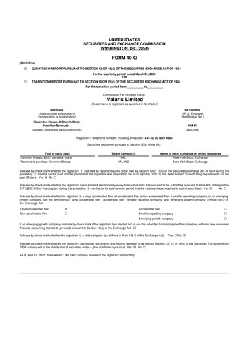 Thumbnail Valaris 10-Q Quarterly Report FY2025 