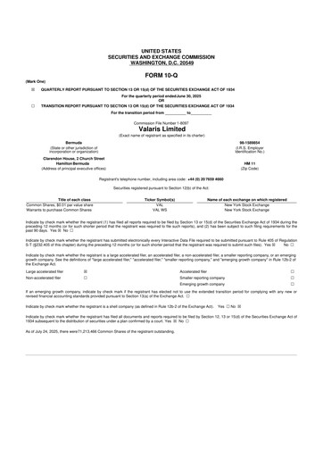 Thumbnail Valaris 10-Q Quarterly Report FY2025 