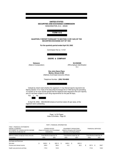 Thumbnail Deere & Company (John Deere) 10-Q Quarterly Report FY 