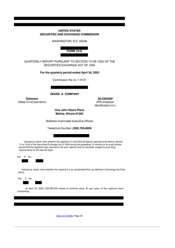 Vorschaubild Deere & Company (John Deere) 10-Q Quartalsbericht  