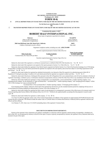 Thumbnail Robert Half 10-K Annual Report 2020