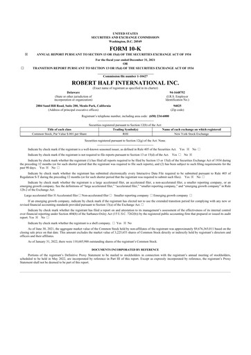 Thumbnail Robert Half 10-K Annual Report 2021