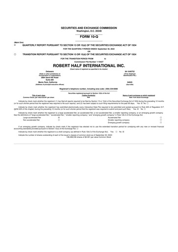 Thumbnail Robert Half 10-Q Quarterly Report FY2022 