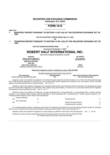 Thumbnail Robert Half 10-Q Quarterly Report FY2023 
