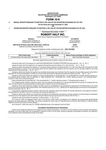 Thumbnail Robert Half 10-K Annual Report 2025