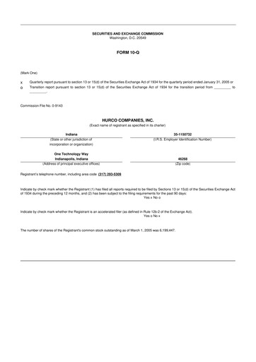 Thumbnail Hurco Companies 10-Q Quarterly Report FY 