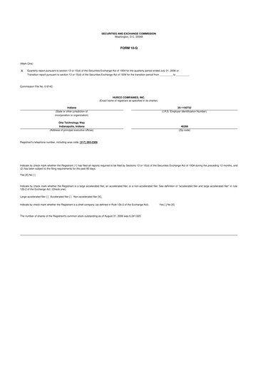 Thumbnail Hurco Companies 10-Q Quarterly Report FY 