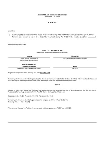 Thumbnail Hurco Companies 10-Q Quarterly Report FY 