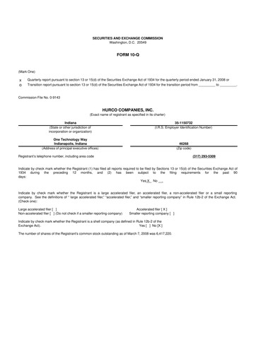 Thumbnail Hurco Companies 10-Q Quarterly Report FY 