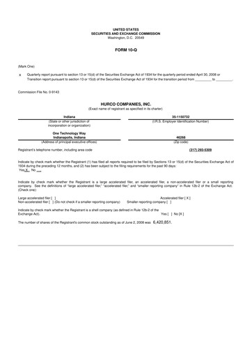 Thumbnail Hurco Companies 10-Q Quarterly Report FY 