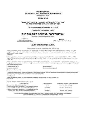 Thumbnail Charles Schwab 10-Q Quarterly Report FY2019 