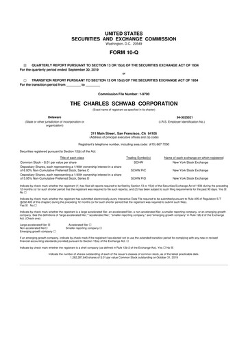 Thumbnail Charles Schwab 10-Q Quarterly Report FY2019 