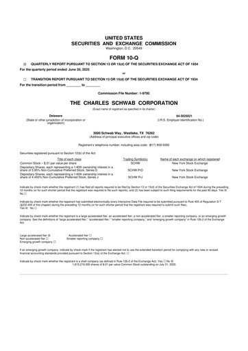 Thumbnail Charles Schwab 10-Q Quarterly Report FY2025 