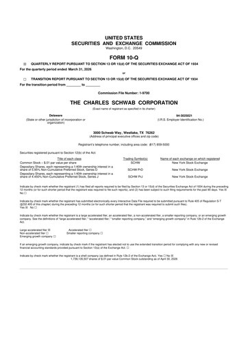 Miniature Charles Schwab 10-Q Rapport trimestriel  