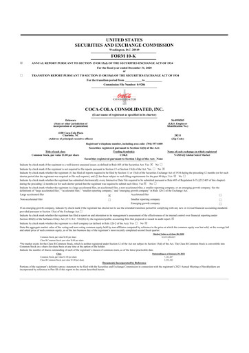 Thumbnail Coca-Cola Consolidated 10-K Annual Report 2020