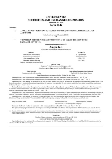 Thumbnail Amgen 10-K Annual Report 2014