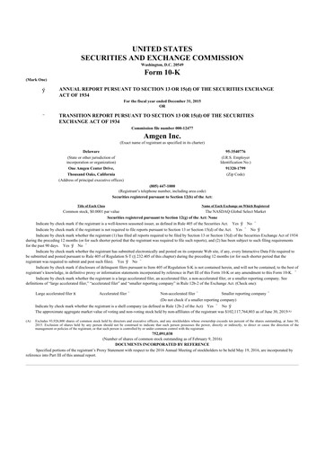 Thumbnail Amgen 10-K Annual Report 2015