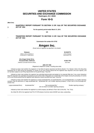 Vorschaubild Amgen 10-Q Quartalsbericht 2016 