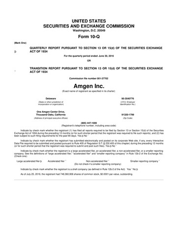Vorschaubild Amgen 10-Q Quartalsbericht 2016 