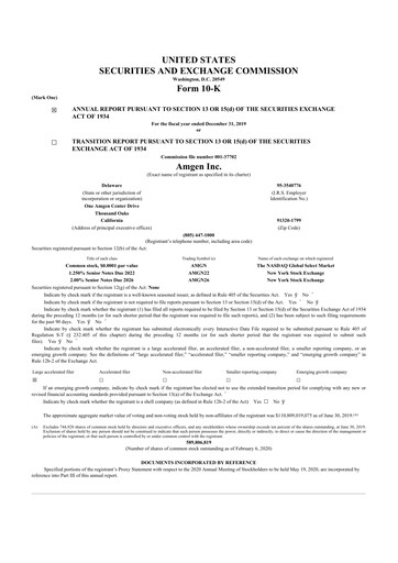 Thumbnail Amgen 10-K Annual Report 2019