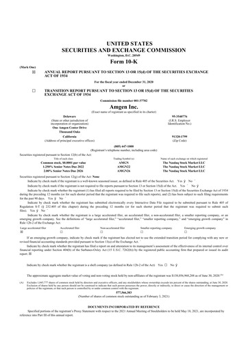 Thumbnail Amgen 10-K Annual Report 2020