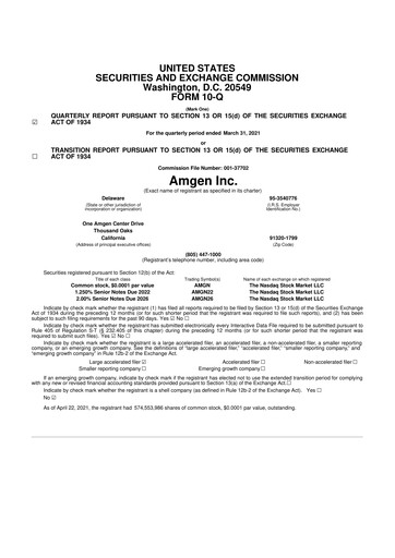 Vorschaubild Amgen 10-Q Quartalsbericht 2021 