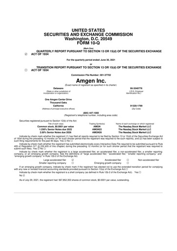 Vorschaubild Amgen 10-Q Quartalsbericht 2021 