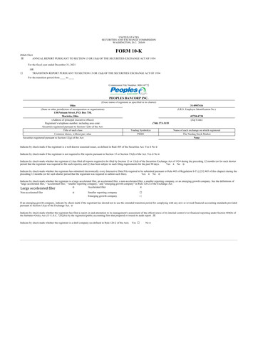 Thumbnail Peoples Bancorp 10-K Annual Report 2021