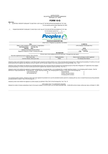 Thumbnail Peoples Bancorp 10-Q Quarterly Report FY2023 